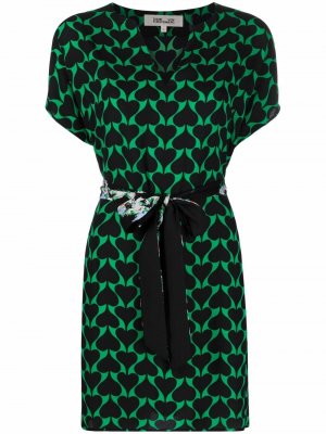 Платье с V-образным вырезом и принтом DVF Diane von Furstenberg. Цвет: зеленый