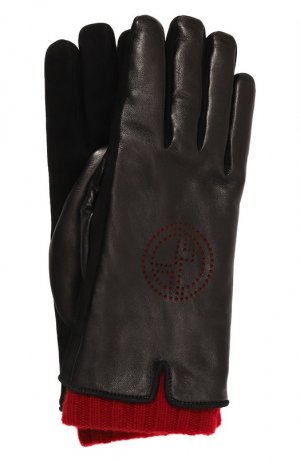 Кожаные перчатки Giorgio Armani. Цвет: чёрный