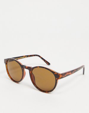 Черные круглые солнцезащитные очки в стиле унисекс Marvin-Коричневый цвет A.Kjaerbede