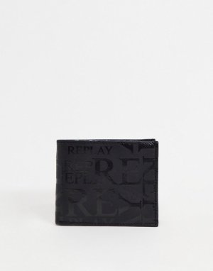 Бумажник со сплошным принтом логотипа -Черный цвет Replay