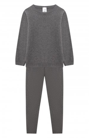 Комплект из пуловера и брюк Wool&Cotton. Цвет: серый