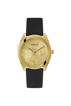 Модные аналоговые кварцевые часы из нержавеющей стали в форме кубика - Gw0665L1, желтый Guess