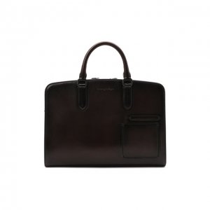 Кожаная сумка для ноутбука Ermenegildo Zegna. Цвет: коричневый
