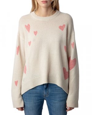 Кашемировый свитер Markus с сердечками , цвет White Zadig & Voltaire