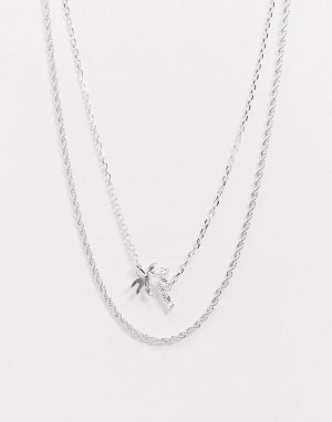 Ярусное ожерелье с подвеской в виде пальмы -Серебристый Chained & Able