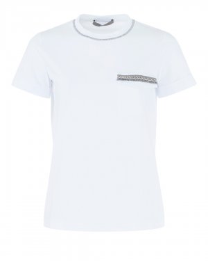 Хлопковая футболка D.EXTERIOR. Цвет: белый+серебряный