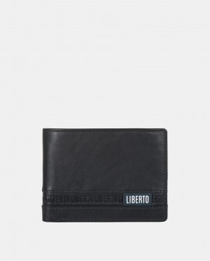 Черный кожаный кошелек на шесть карт , Liberto