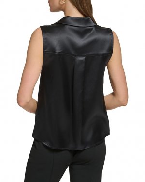 Блуза Sleeveless Collared Cowl Neck Blouse, черный DKNY