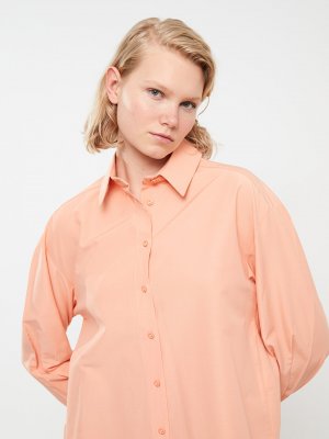 Простая женская рубашка-туника из поплина с длинными рукавами и , светло-розовый LCW Modest