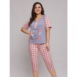 Пижама , размер 52, серый, розовый Алтекс. Цвет: розовый/серый