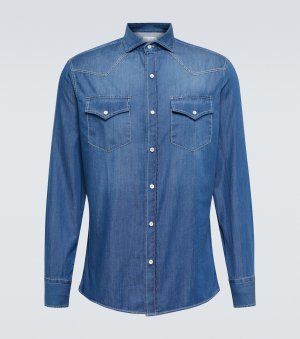Джинсовая рубашка в стиле вестерн , синий Brunello Cucinelli