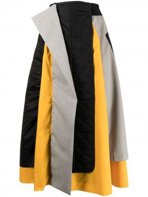 Расклешенная юбка в стиле колор-блок Enföld. Цвет: синий