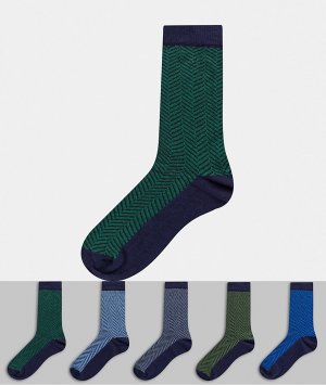 Набор из 5 пар носков (темно-синие/др.) -Темно-синий Burton Menswear
