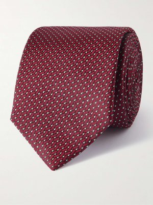 Шелковый жаккардовый галстук шириной 7 см LANVIN, красный Lanvin