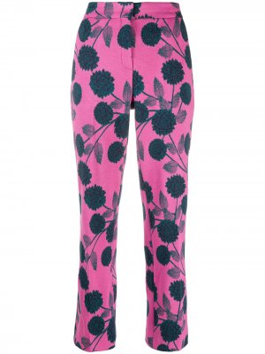 Укороченные брюки с цветочным принтом Odeeh. Цвет: розовый