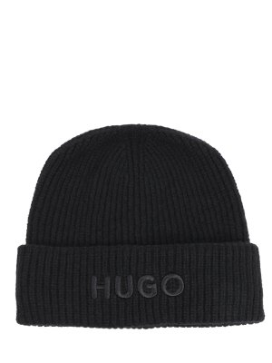 Шапка с логотипом HUGO. Цвет: черный