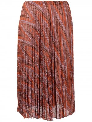 Плиссированная юбка миди в полоску M Missoni. Цвет: оранжевый
