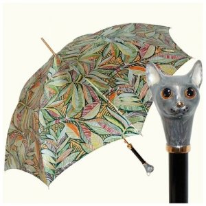 Зонт-трость Pasotti 20 9F 287-4K49 Grey Cat (Зонты) ( Италия). Цвет: серебристый/зеленый/золотистый/серый