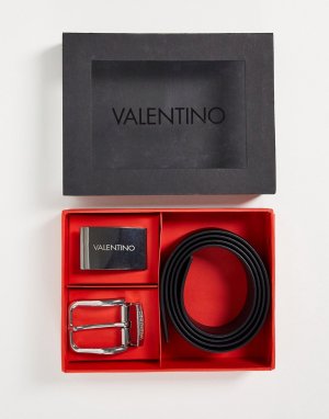 Подарочный набор из черного кожаного ремня и 2 пряжек Cricket-Черный цвет Valentino Bags