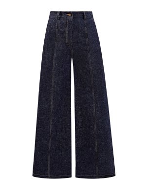 Широкие джинсы-клеш с контрастной прострочкой Vika 2.0. Цвет: синий
