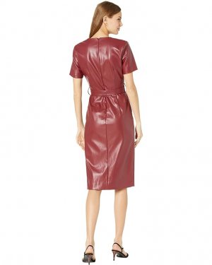Платье Vegan Leather Midi Wrap Dress, бордовый Bardot