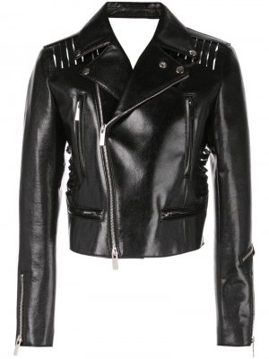 Лакированная байкерская куртка Noir. Цвет: черный