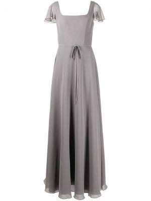 Вечернее платье с объемными рукавами Marchesa Notte Bridesmaids. Цвет: серый
