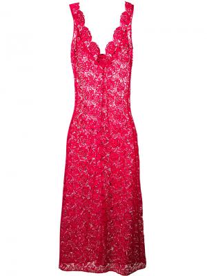 Длинное платье с вышивкой Ermanno Scervino. Цвет: розовый и фиолетовый