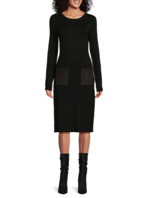 Однотонное платье-свитер с длинными рукавами , черный Donna Karan