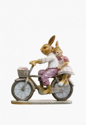 Фигурка декоративная Decogallery Кролики на велосипеде 15х5х14.5 см. Цвет: разноцветный