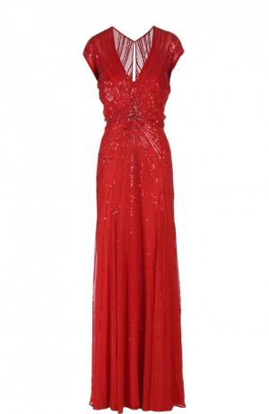 Вечернее платье Jenny Packham. Цвет: красный