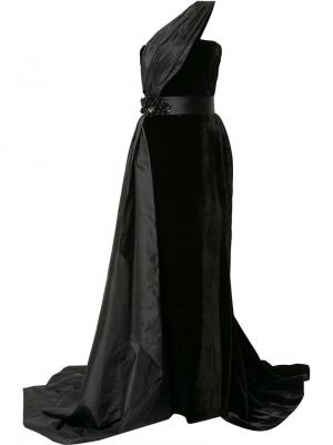 Платье асимметричного кроя с юбкой-годе Romona Keveza. Цвет: чёрный