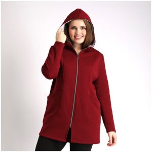 Куртка спортивная женская на молнии плюс сайз, размер 52, бордовая Argo Classic. Цвет: красный