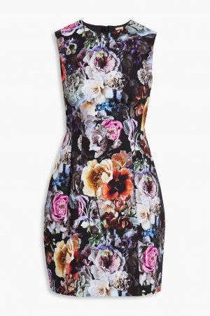 Платье мини из хлопкового твила с цветочным принтом ADAM LIPPES, черный Lippes