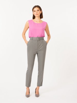 Укороченные женские брюки Pompa. Цвет: серый