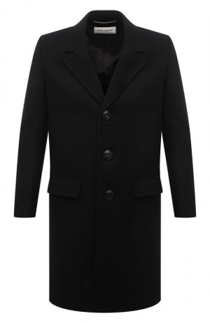Шерстяное пальто Saint Laurent. Цвет: чёрный