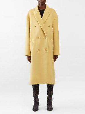 Двубортное пальто theodore из смесовой шерсти., желтый Isabel Marant