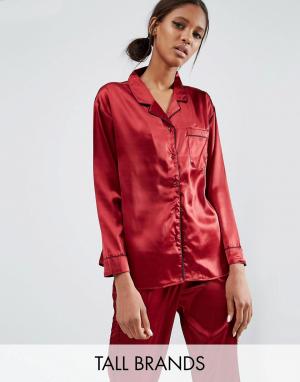 Комбинируемая блузка в пижамном стиле Daisy Street Tall. Цвет: красный