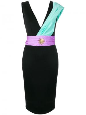 Приталенное платье с декоративным шарфом Fausto Puglisi. Цвет: черный