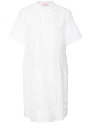 Платье-футболка с перфорацией Giamba. Цвет: белый