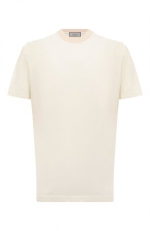 Хлопковая футболка Canali. Цвет: кремовый