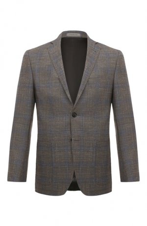 Пиджак из шерсти и шелка Corneliani. Цвет: коричневый
