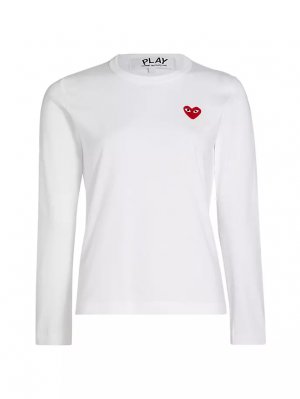 Хлопковая футболка с длинными рукавами и логотипом Heart , белый Comme Des Garçons Play