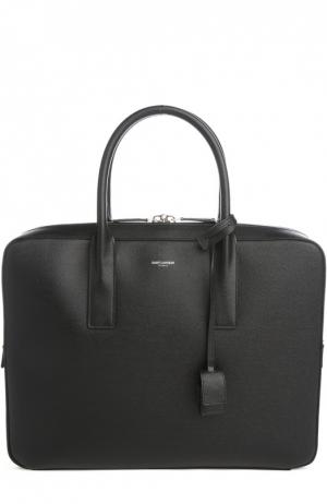 Кожаная сумка для ноутбука Toile Saint Laurent. Цвет: черный