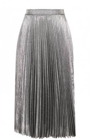 Однотонная плиссированная юбка-миди Christopher Kane. Цвет: серебряный