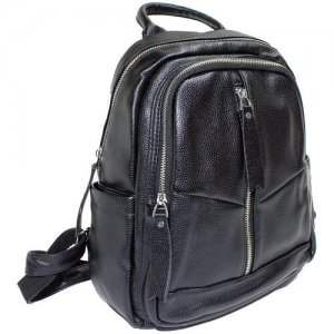 Рюкзак кожаный женский, черный DS. Цвет: черный