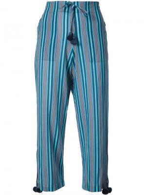 Укороченные брюки в полоску Fiore Figue. Цвет: синий