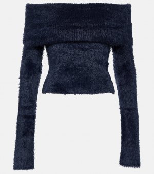 Укороченный свитер с открытыми плечами ACNE STUDIOS, синий Studios