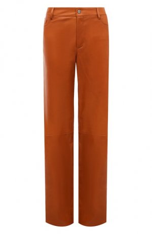Кожаные брюки DROMe. Цвет: коричневый