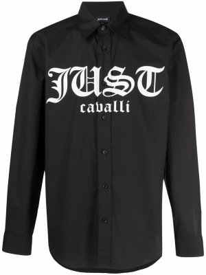 Рубашка с длинными рукавами и логотипом Just Cavalli. Цвет: черный